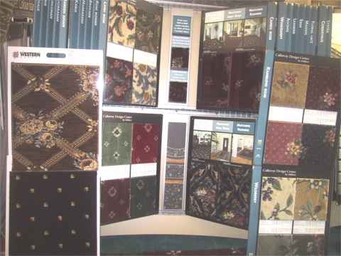 milliken rack of prints carpets samples