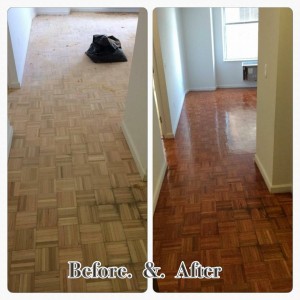 parquet re-fininsh job wood flooring